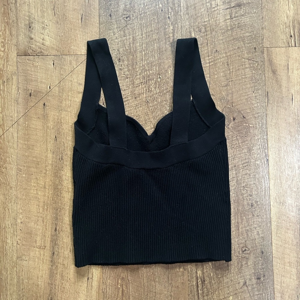 Abercrombie & Fitch Black Ribbed Knit Tank Top Sweetheart Neckline Size Small - Picture 2 of 12